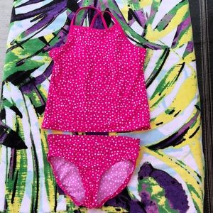 NWOT Lands End Pink Poko-Dot Tankini